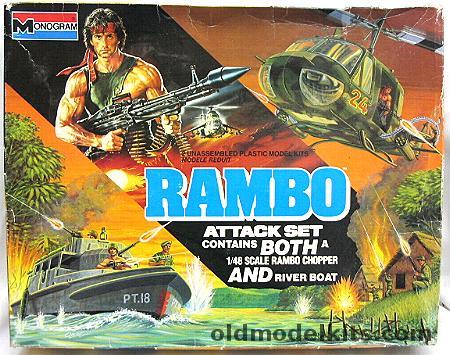 Monogram 1/48 Rambo Attack Set UH-1 and Vietnam River Boat, 6039 plastic model kit